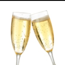 Two Glasses of Champagne being clicked together