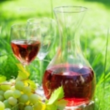 Glass of Rose Wine viewed from the bottom-up